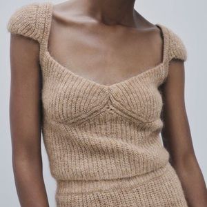 Zara Tan Knit Crop Top